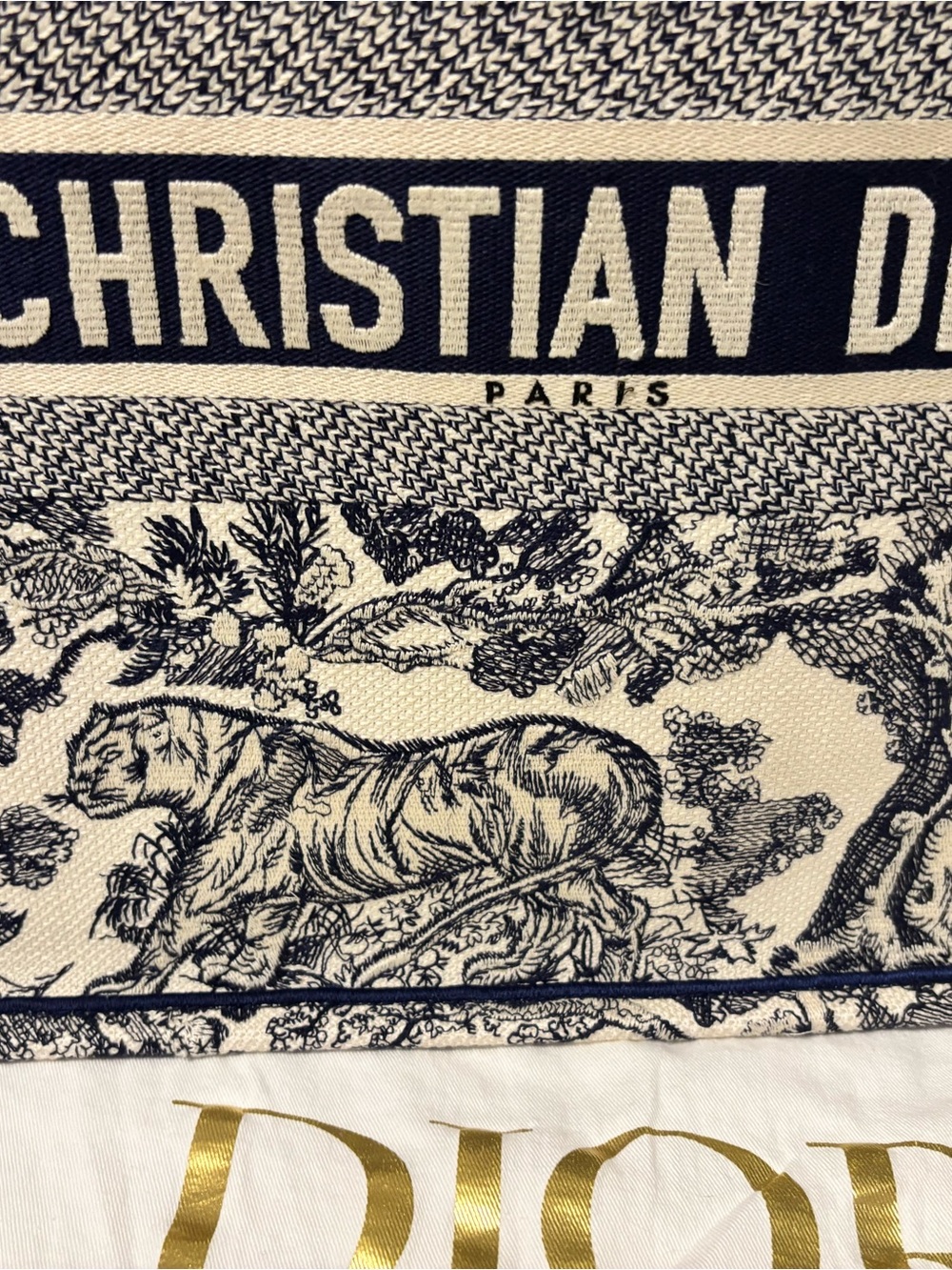 Dior Navy and Cream Toile de Jour Tote